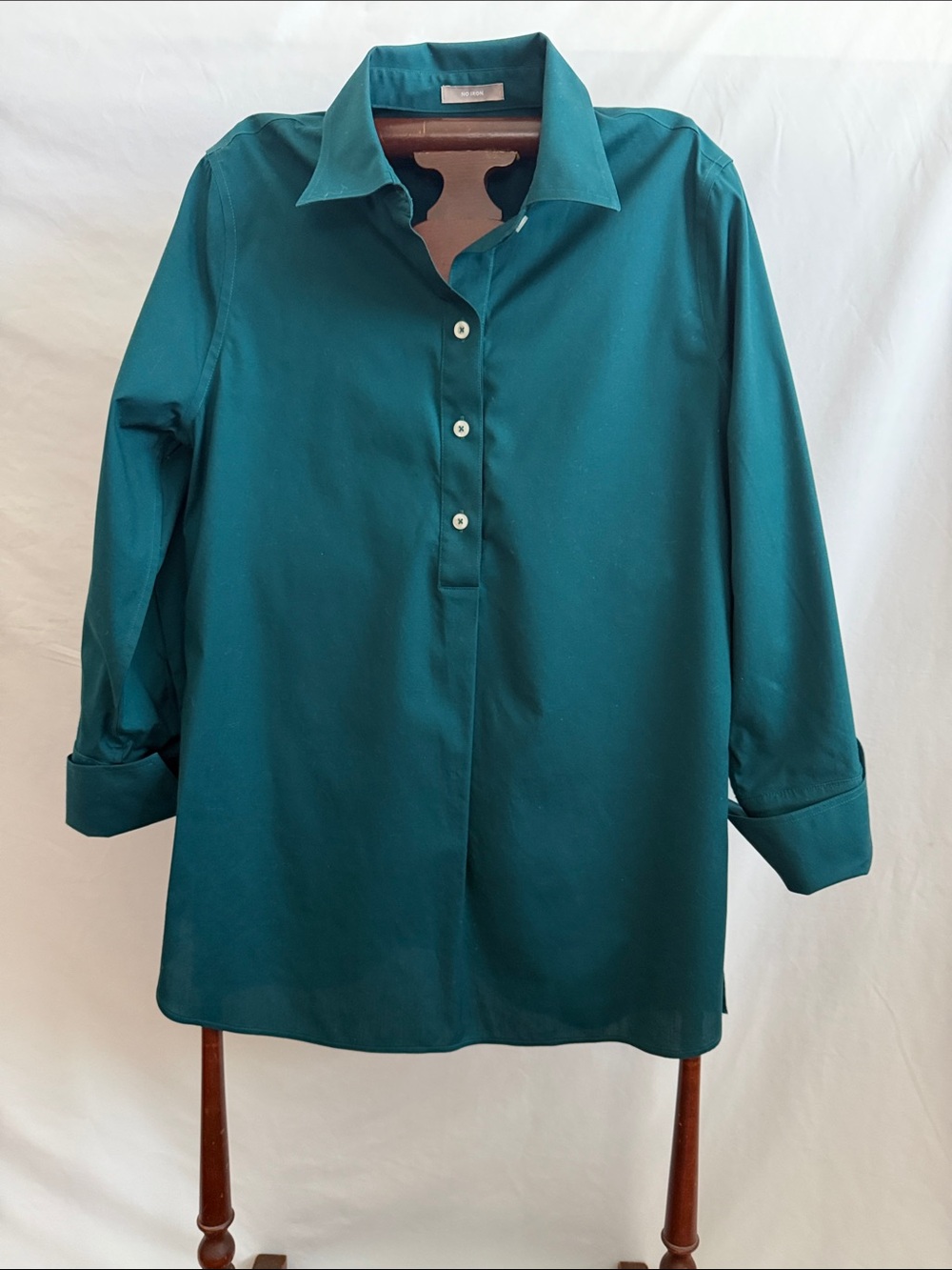 Chico's Teal Button-Front Long Sleeve Shirt